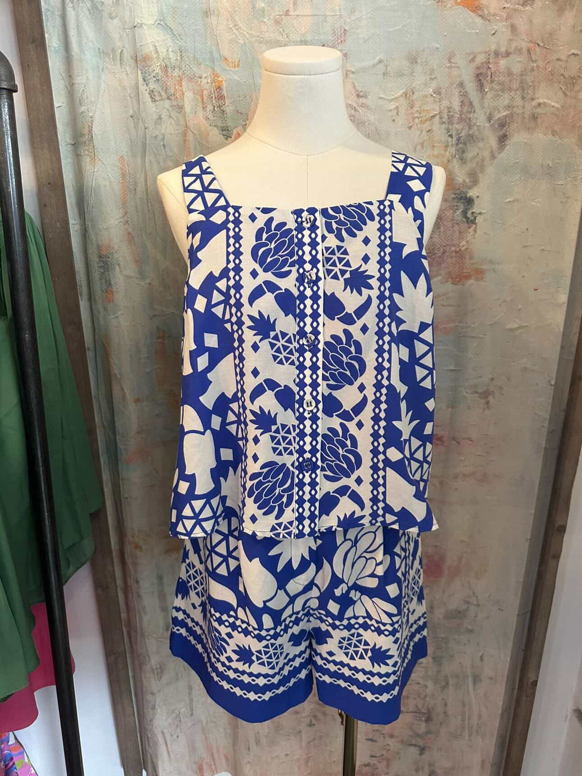 Cobalt Print Detail Shorts