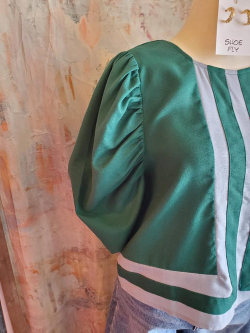 Two Tone Stripe 3/4 Sleeve Top