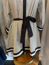 Tie Waist Detail Collar Stripe Dress