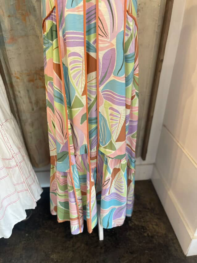 Piping Detail Flutter Sleeve Midi Dress