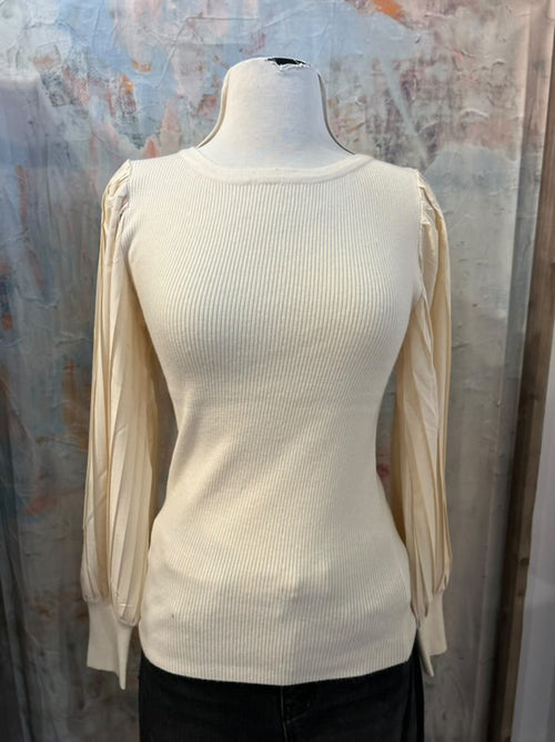 Mixed Media Pleated Top