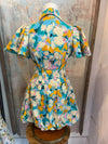 Multi Floral Zip Front Bubble Dress
