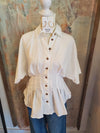 Collar V Neck Pleated Short Sleeve Top