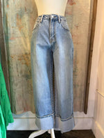 Super High Rise Cuffed Baggy Straight Denim