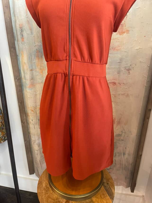 Zip Front Pocket Shirt Collar Dress