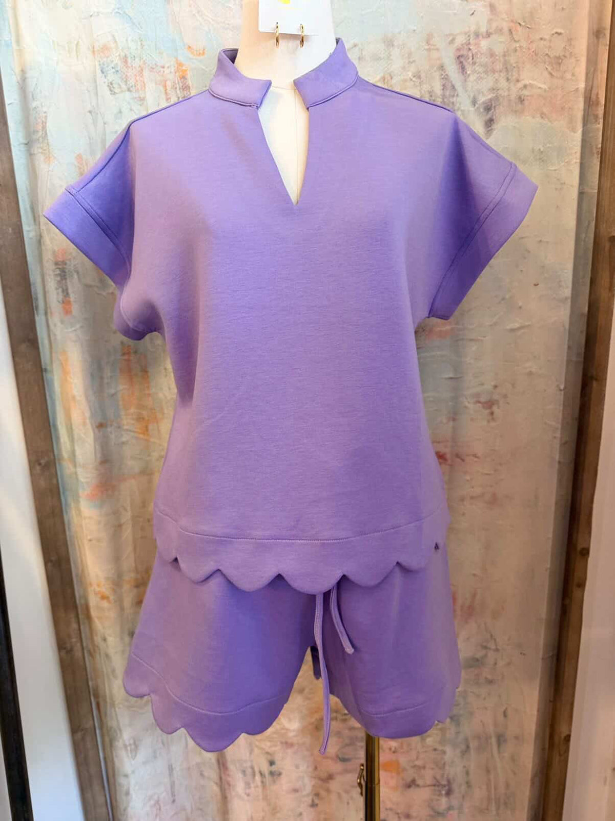 Scallop Detail Lavender Shorts