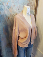 Open Front Waffle Knit Cardigan