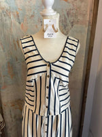 Button Front Stripe Top