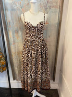Spaghetti Strap Long Brown Multi Dress