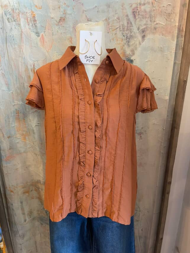 Flutter Sleeve Button Down Top
