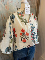 3/4 Printed Button Down Top