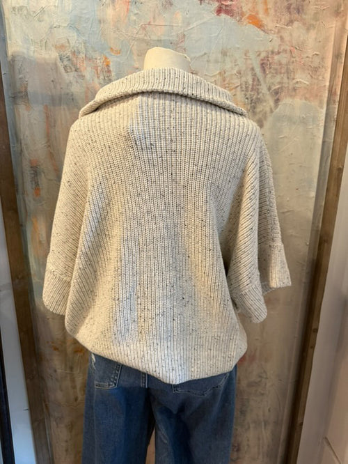 Half Zip Short Sleeve Knit  Top