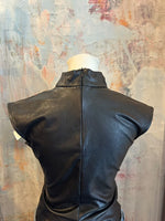 Mock Neck Faux Leather Bodysuit