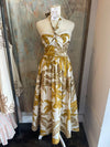 Halter Neck Print Midi Dress with Pockets