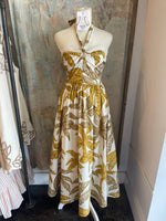 Halter Neck Print Midi Dress with Pockets