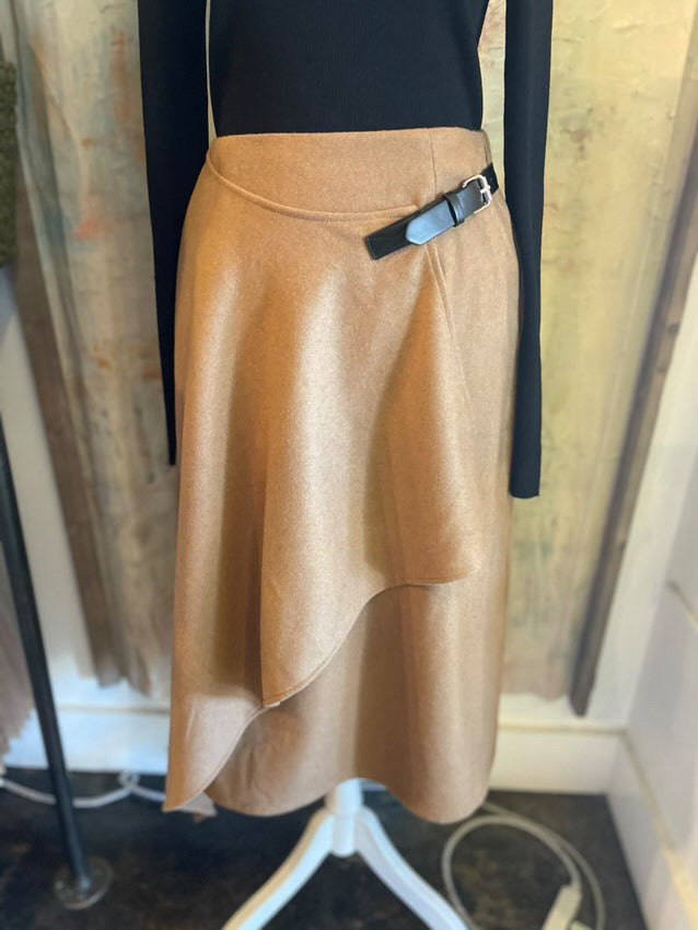 Long Skirt Front Wrap Skirt with Buckle