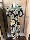 Floral and Stripe Mixed Midi Dress