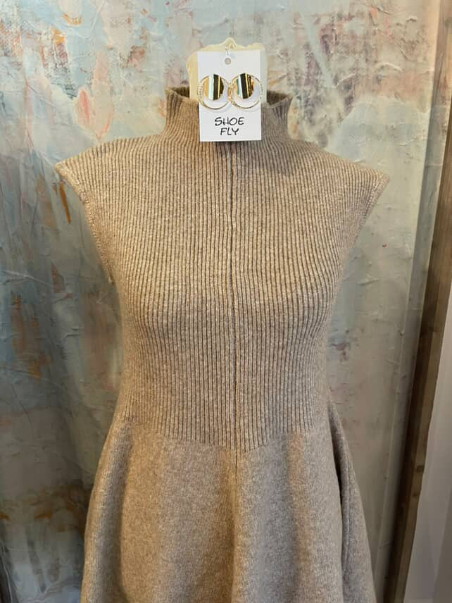 Sleeveless Fit and Flare Sweater Dress