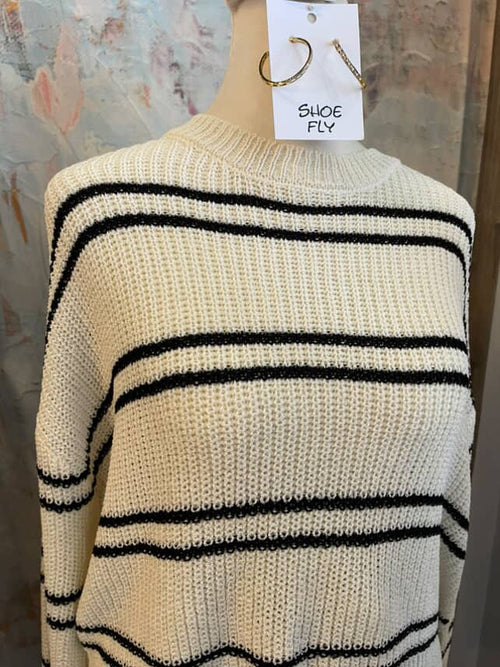 Stripe Long Sleeve Lightweight Sweater Top