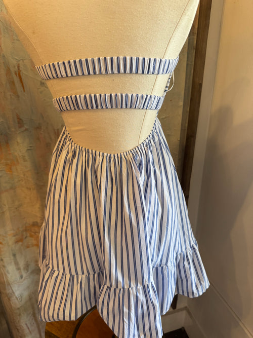Blue White Stripe Romper/Dress