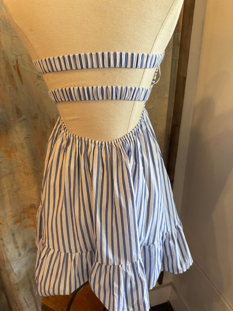Blue White Stripe Romper/Dress