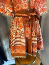 Print Tie Waist Trim  Detail Dress with Pockets