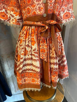 Print Tie Waist Trim  Detail Dress with Pockets