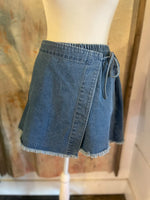 Side Tie Denim Skort