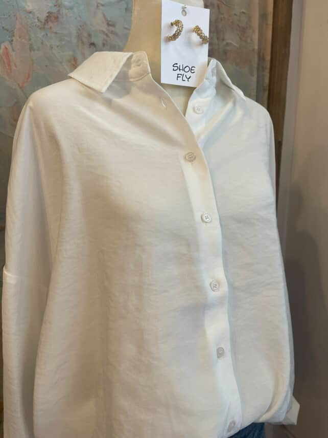 Soft Oversized White Button Up Top