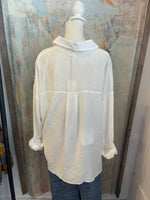 Soft Oversized White Button Up Top