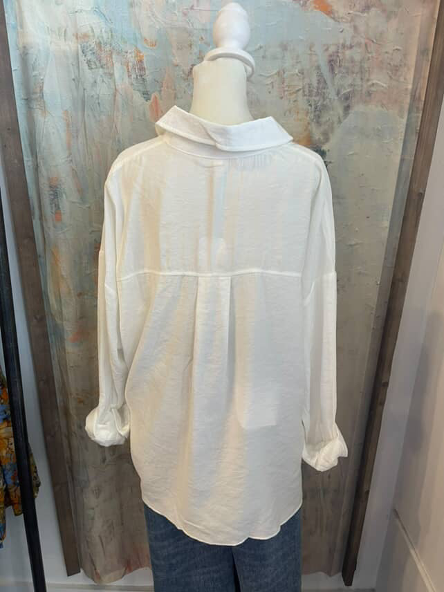 Soft Oversized White Button Up Top