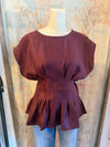 Shiny Detail Peplum Top