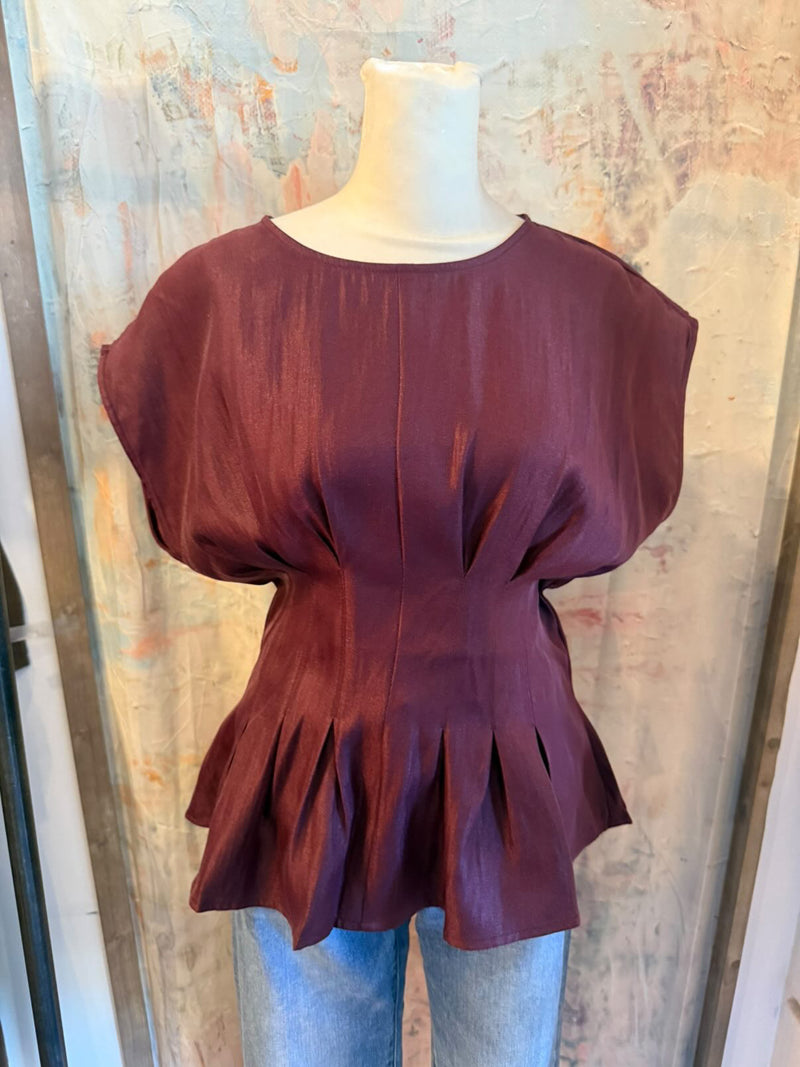Shiny Detail Peplum Top
