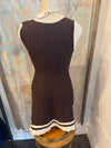 Ribbed Scoop Neck Border Dress