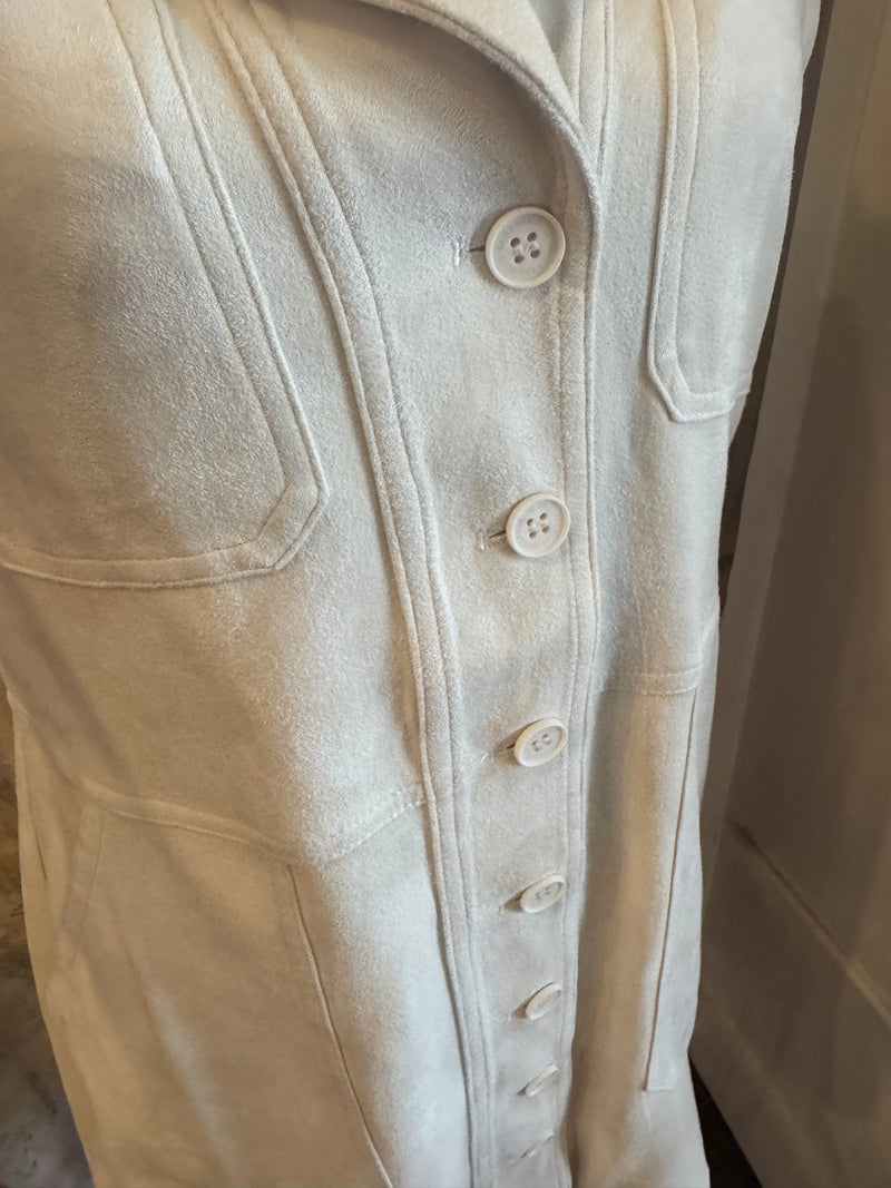 Sleeveless Faux Suede Button Detail Dress