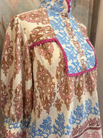 Tri Print Top with Button Detail