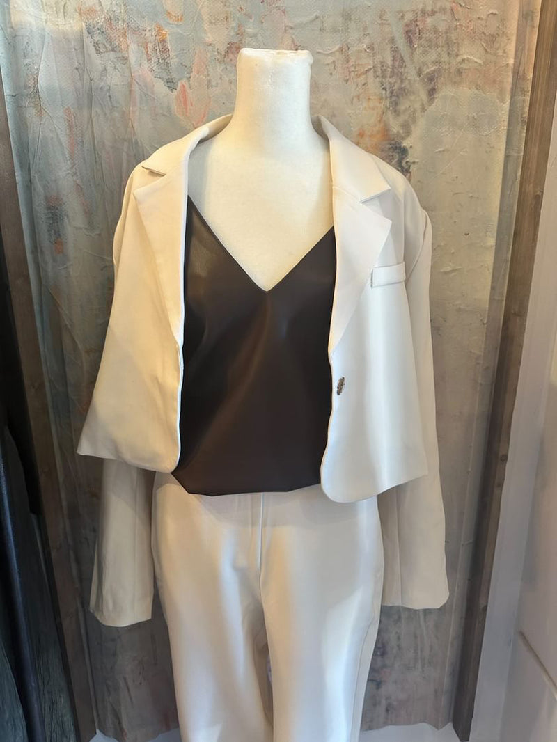 Cream Short Blazer Jacket