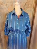 Short Sleeve Stripe Dress with Pockets