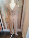 Linen Asymmetrical Button Front Wide Leg Jumpsuit