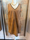 V Neck Shift Suede Dress with Pockets