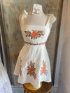 Tie Shoulder Embroidery Mini Dress