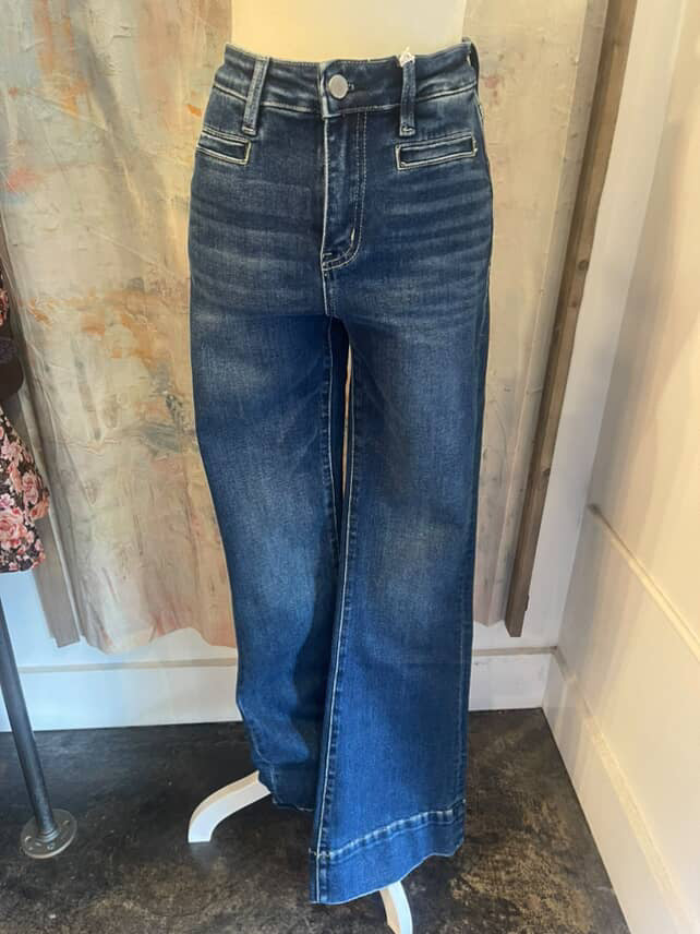 High Rise Dark Denim Flare