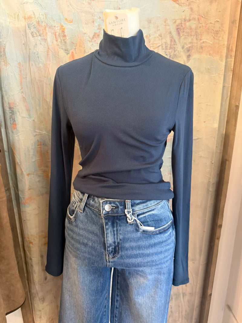 Micro Ribbed Long Sleeve Turtleneck