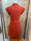 Zip Front Pocket Shirt Collar Dress