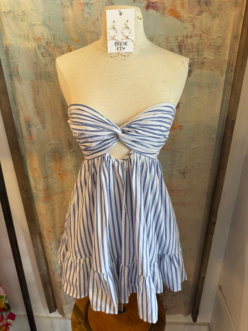 Blue White Stripe Romper/Dress