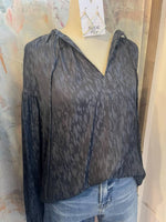 Dark Navy Print Long Sleeve Top