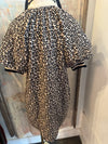 Animal Print Zip Neck Detail Dress with Pockets
