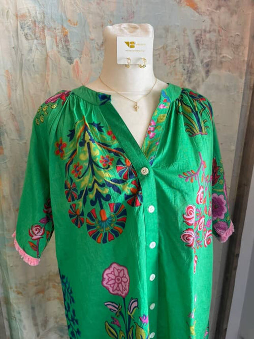 Short Sleeve Button Up Floral Top