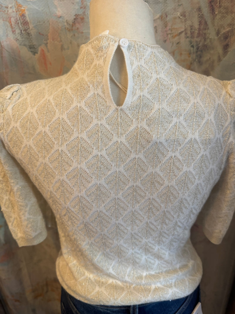 Gold Lurex Mock Neck Sweater Top