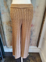 Cable Knit Straight Leg Pants with Detail